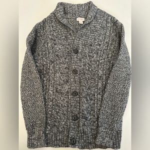 Boy’s gray knit button up sweater.